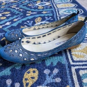 Gorgeous Metallic Blue Ballet Flats Made in Italy 38
